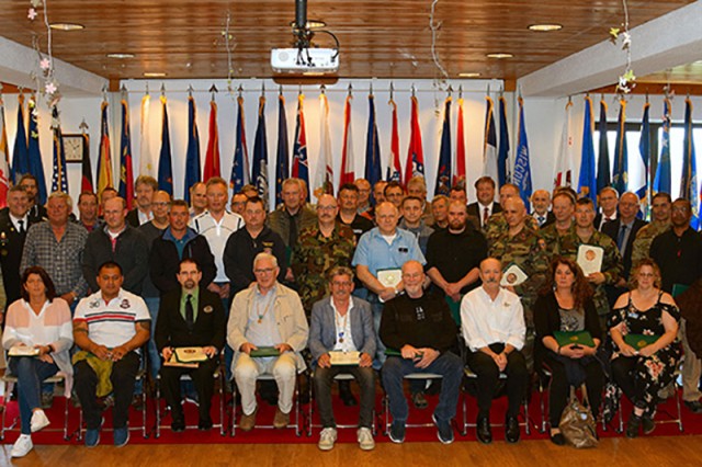 German and American civilian employees honored during the length of service award ceremony