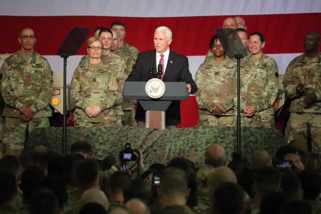 Vice President Mike Pence visits Fort McCoy, thanks troops