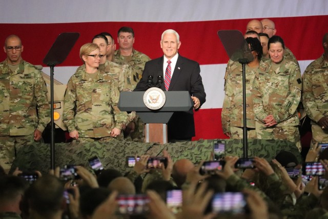 Vice President Mike Pence visits Fort McCoy, thanks troops