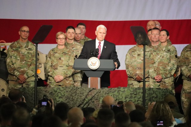 Vice President Mike Pence visits Fort McCoy, thanks troops