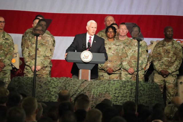 Vice President Mike Pence visits Fort McCoy, thanks troops