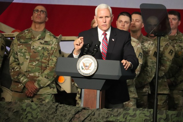 Vice President Mike Pence visits Fort McCoy, thanks troops