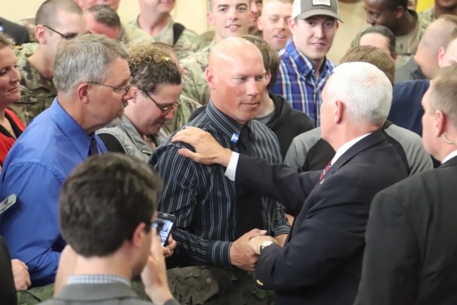 Vice President Mike Pence visits Fort McCoy, thanks troops