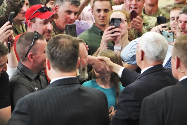 Vice President Mike Pence visits Fort McCoy, thanks troops