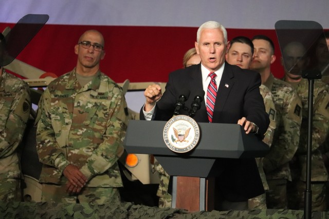 Vice President Mike Pence visits Fort McCoy, thanks troops