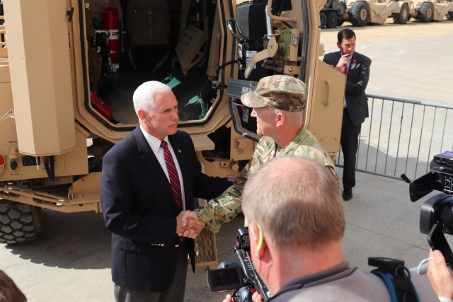 Vice President Mike Pence visits Fort McCoy, thanks troops