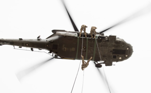 Service Members Participate in Helicopter Rappel and Sling Load