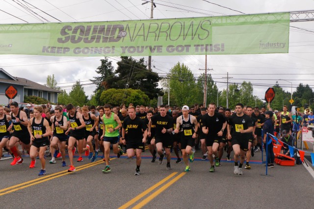 Nearly 500 JBLM Service Members race to the finish line at annual Sound to Narrows 12k