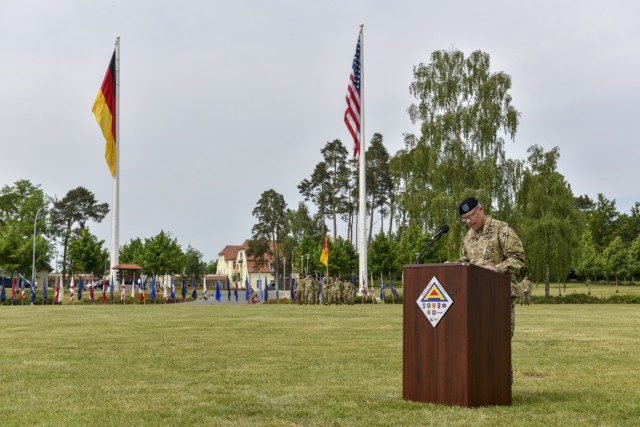 Brig. Gen. Christopher LaNeve speaks at 7th ATC's Change of Command ceremony