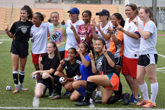 Soccer champs hold clinic with Camp Zama players