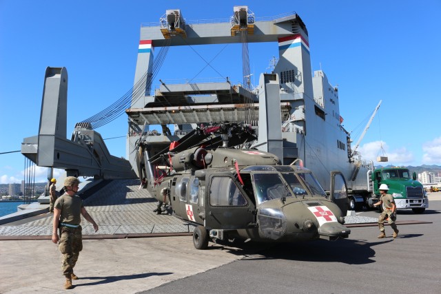 599th Trans. Bde. crew assists with Cape Hudson delivery