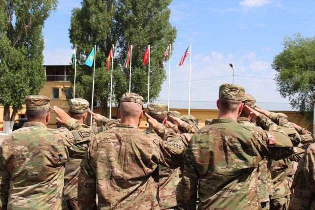 Saluting the national colors