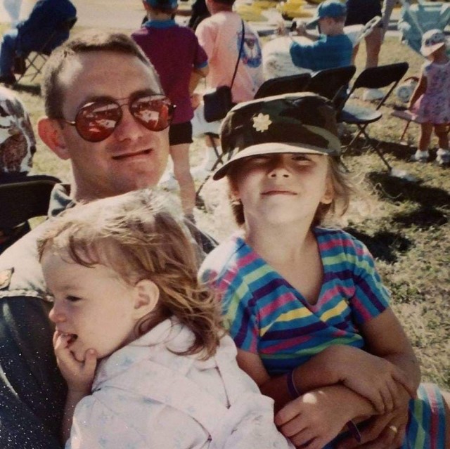 Army Maj. (Ret.) Chris Warner with his two daughters Samantha and Melissa.