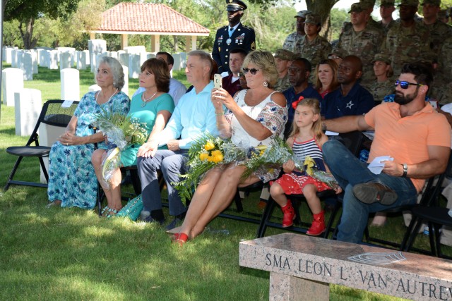 2019 ceremony honoring SMA (Ret) Leon Van Autreve at JBSA-Fort Sam Houston.