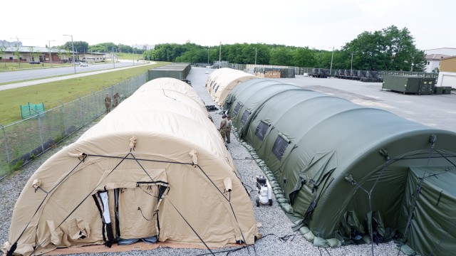Air-supported TEMPER tent set up