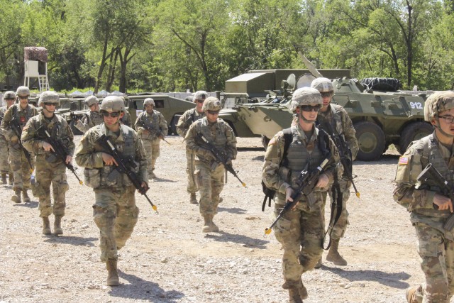 1-158th Infantry on patrol at Exercise Steppe Eagle 19