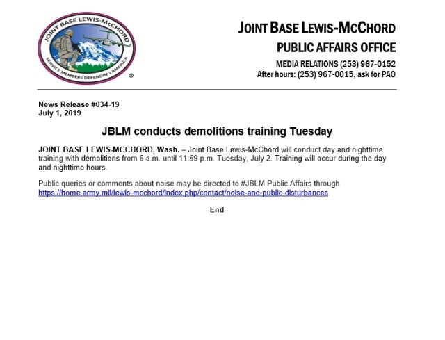 JBLM conducts demolitions training