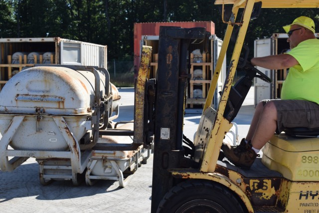 Crane Army unloads Rockeye bombs for demilitarization