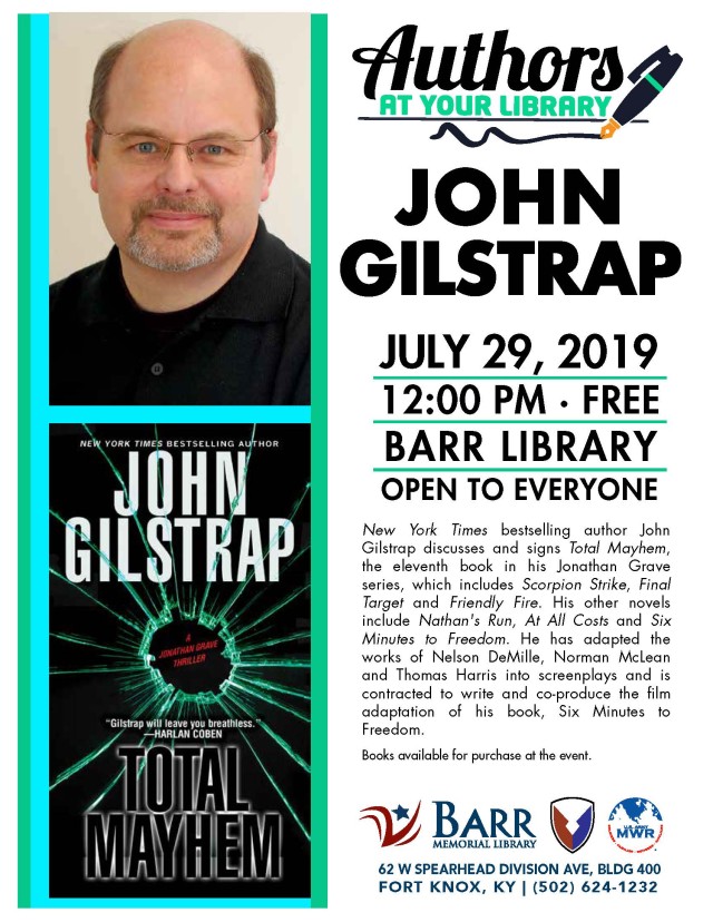 Bestselling author John Gilstrap to sign copies of newest book at Barr Memorial Library July 29