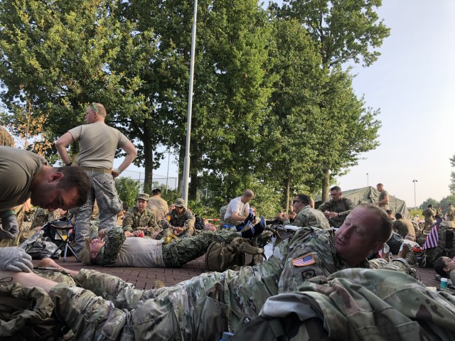 Army medic puts duty first during large marching event