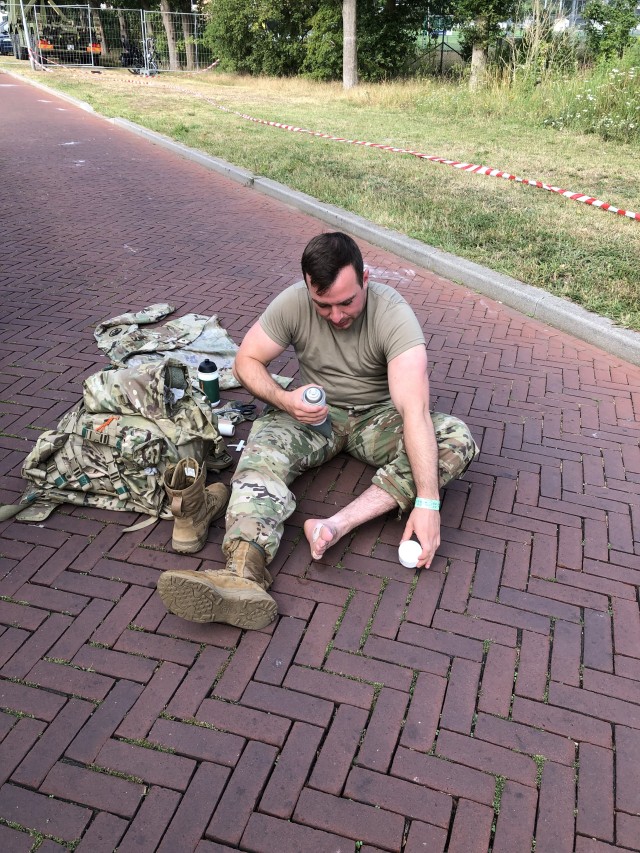 Army medic puts duty first during large marching event