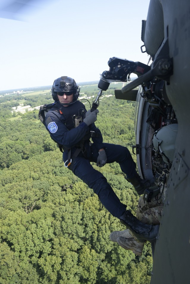 Indiana National Guard perform helicopter hoist operations