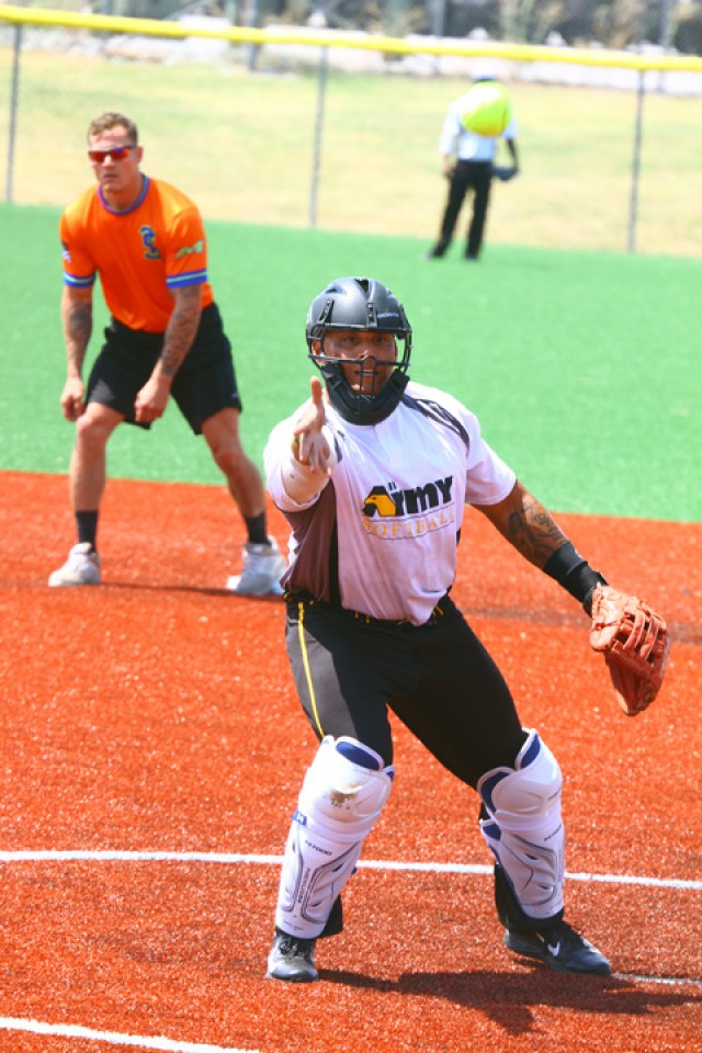 Soldier-athletes tryout for All-Army men's softball team