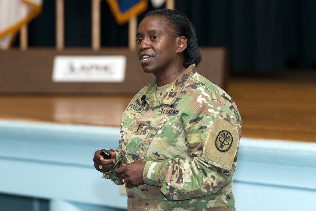 Maj. Gen Crosland addresses Army Public Health Course students