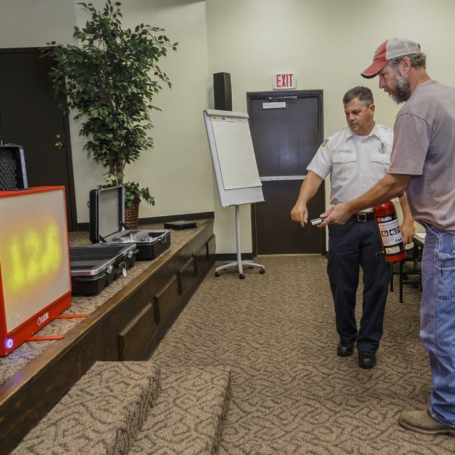 Fire extinguisher training simulated