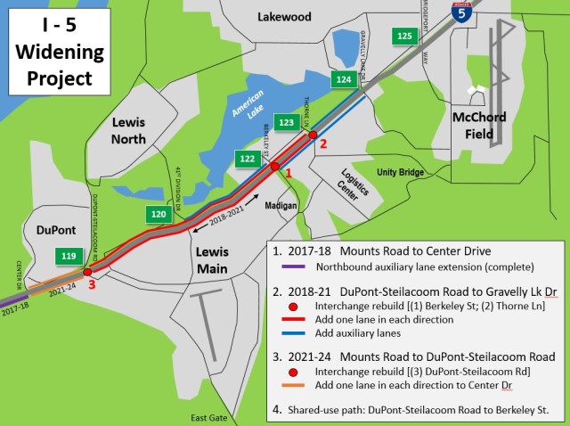 Overnight I-5 lanes, ramp closures near JBLM this week