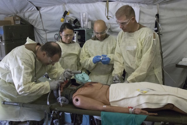 Soldiers, Airmen and Sailors train to save lives at Camp Parks