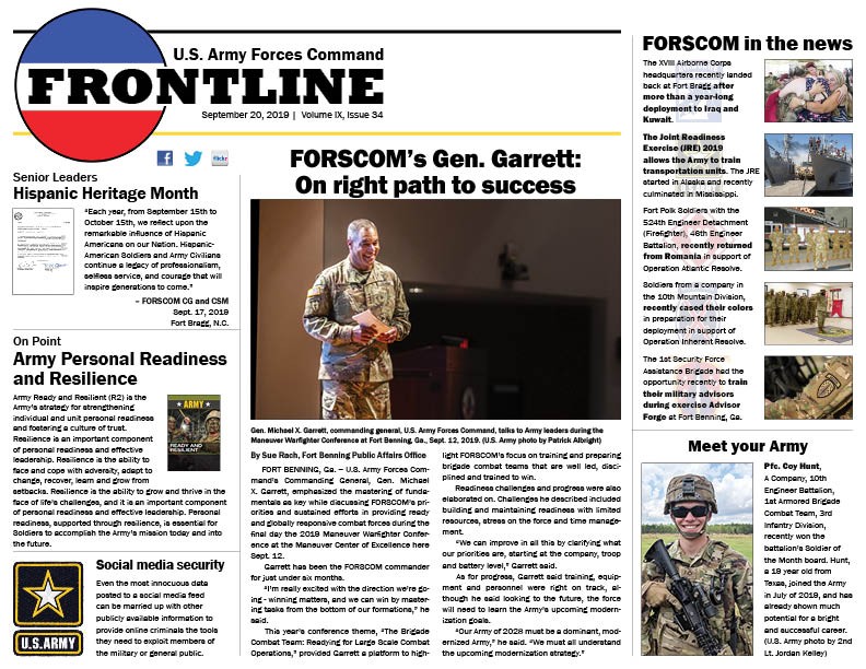 FRONTLINE NEWSLETTER Article The United States Army