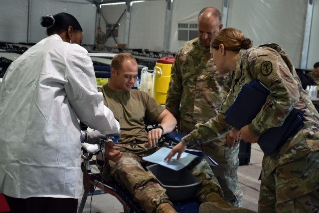 30th Armored Brigade Combat Team hosts blood drive for walking blood bank