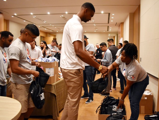 Camp Zama Soldiers, NBA legends team up to make care packages