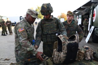 Joint Multinational Readiness Center Sustainment Team soldiers, known as the Adler Team, traveled to the German military base Rommel Kaserne to collaborate with Germany's 3rd Medical Regiment on Oct. 18. This was the 3rd Medical Regiment opportunity...