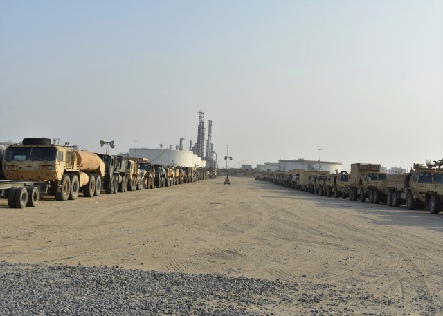 30th Armored Brigade Combat Team the line-up and preparation of vehicles