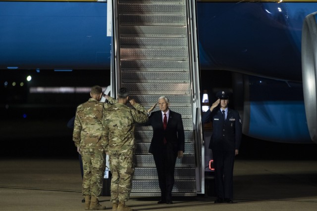 Vice President Mike Pence arrives at Fort Hood