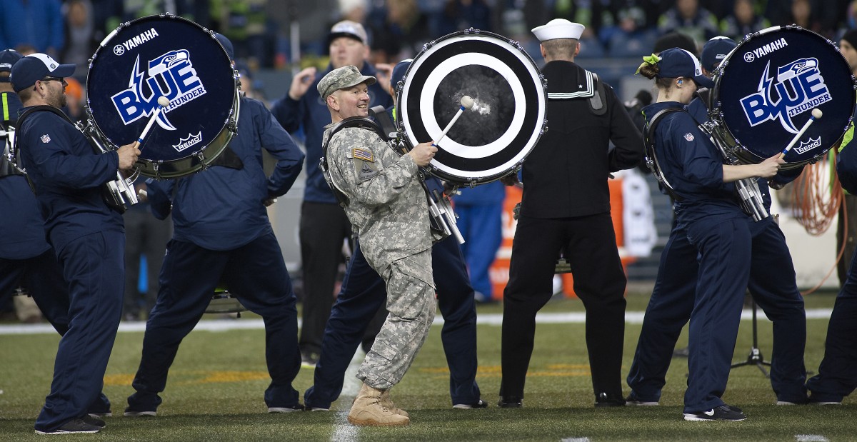 Service members participate in Seattle Seahawks Salute to Service