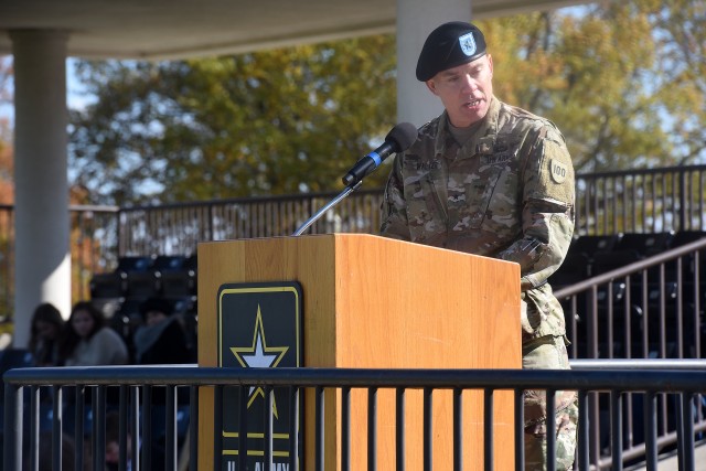 Fort Knox salutes 100th Training Division's Walter while embracing McLaughlin at change of command