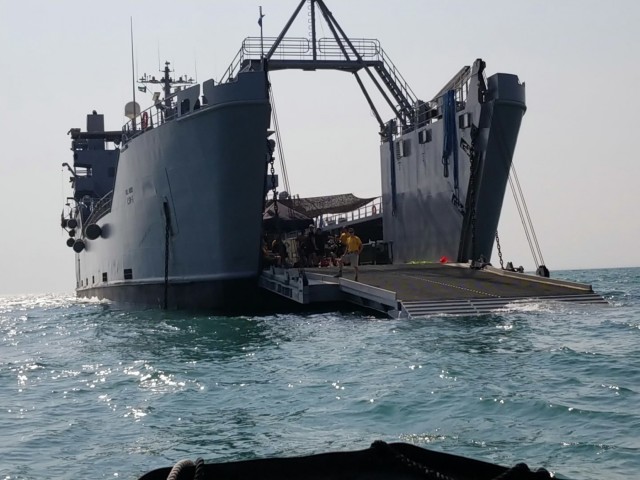 Army Logistic Support Vessel 5 (LSV-5), off the coast of Kuwait Naval Base