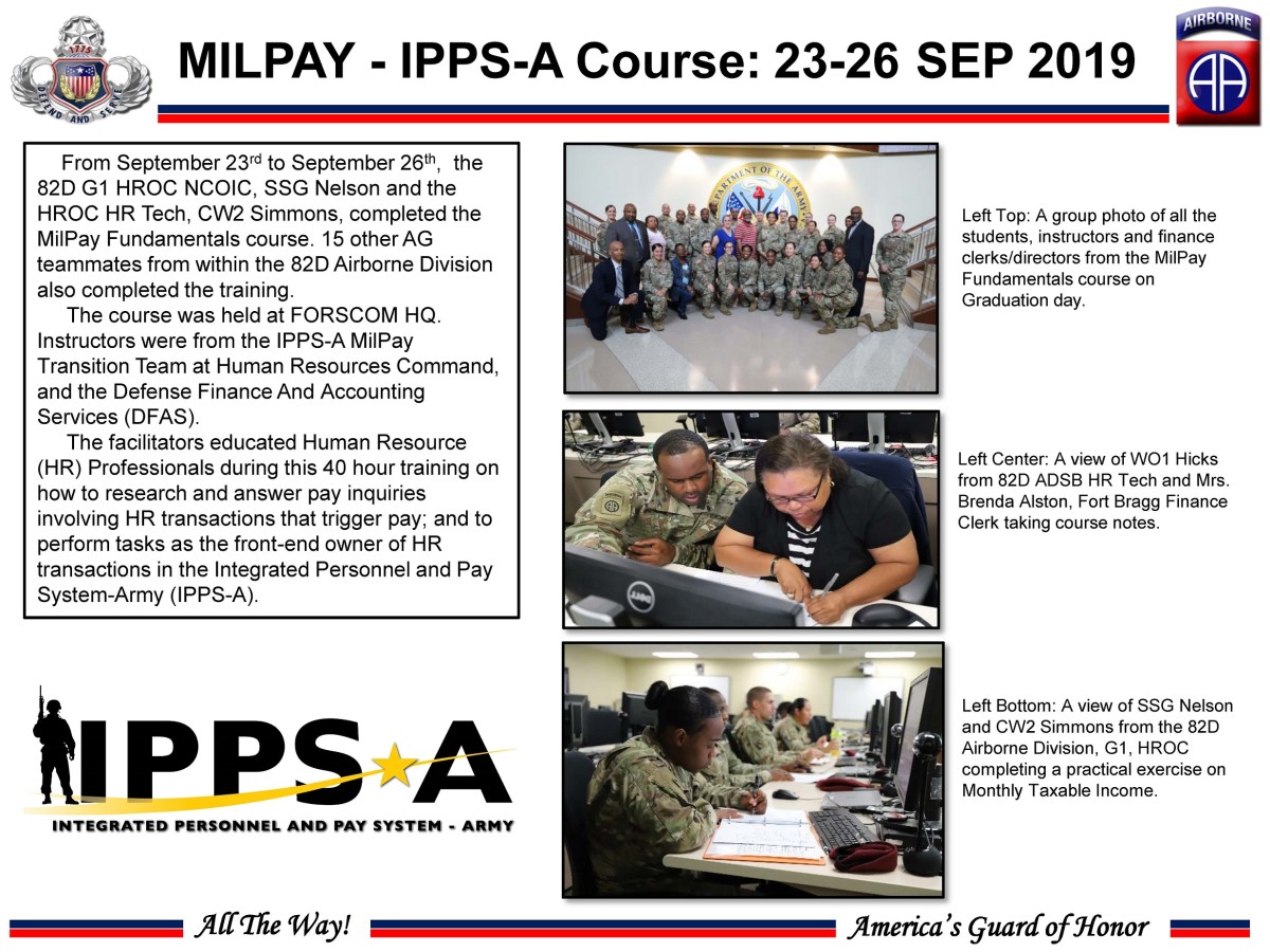 Fort Bragg hosts IPPSA MilPay Fundamentals course Article The