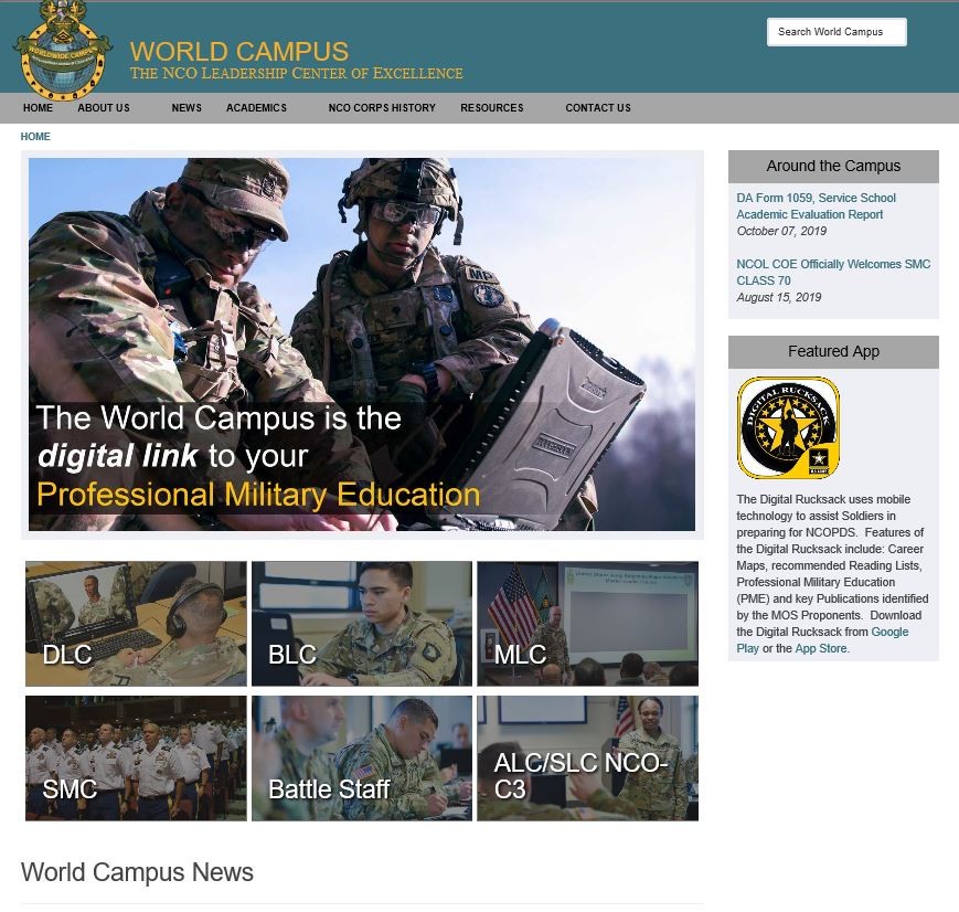 The NCOLCOE Launches World Campus | Article | The United States Army