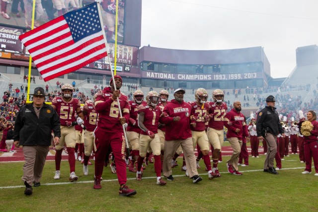 703rd BSB Soldiers recognized at Florida State University Military Appreciation Football Game