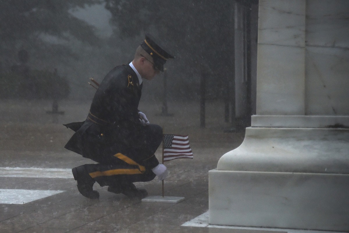Flag in front of tomb
