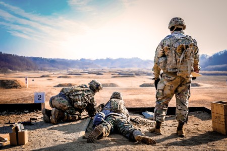 4th Battalion, 1st Field Artillery Regiment, 3rd Armored Brigade Combat Team, 1st Armored Division prepare to qualify on M240/249 Montana Range in South Korea. Jan 25, 2019. (U.S. Army photo by Sgt. Alon Humphrey)