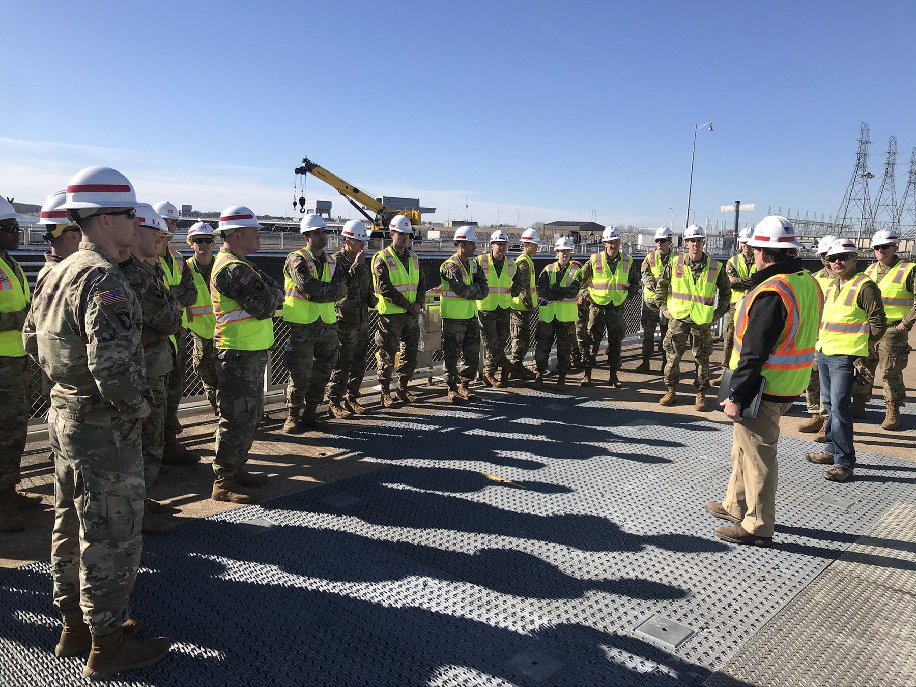 Fort Campbell engineers receive USACE overview and tour Kentucky Lock