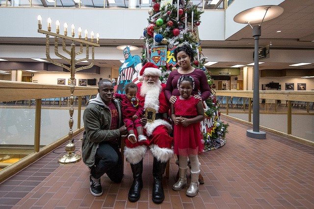 The Mase family with Santa