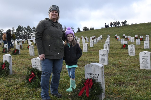 Volunteers honor military veterans with wreaths at Fort Knox Main Post Cemetery, Kentucky Veterans Cemetery -- Central