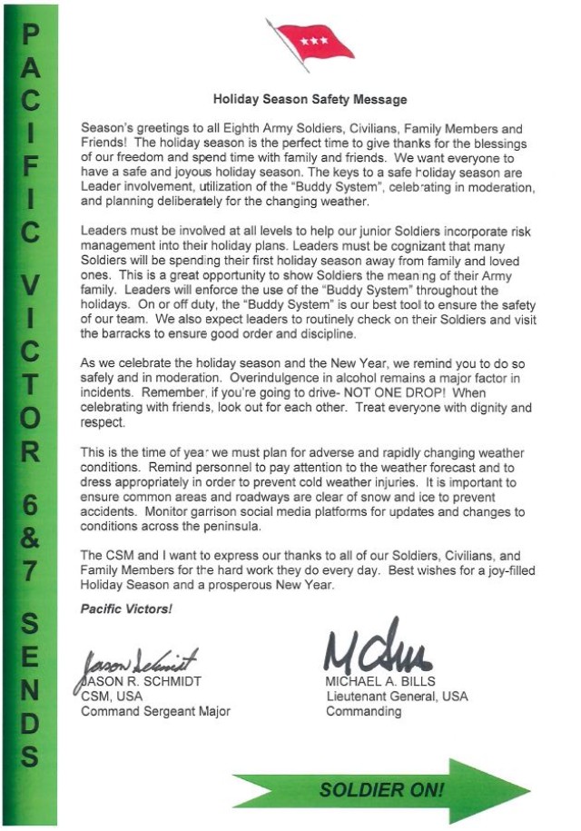 Holiday Season Safety Message