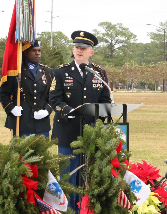 Wreaths for Warriors Walk; solemn honor on hallowed ground marks sacrifices of the Fallen, sacrifices of their Families